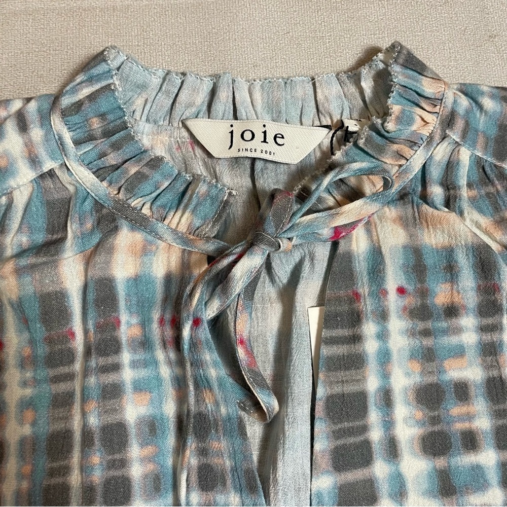 NWT New $198 Joie Jindrah Gathered Printed Cotton Blouse Size S - Picture 8 of 15